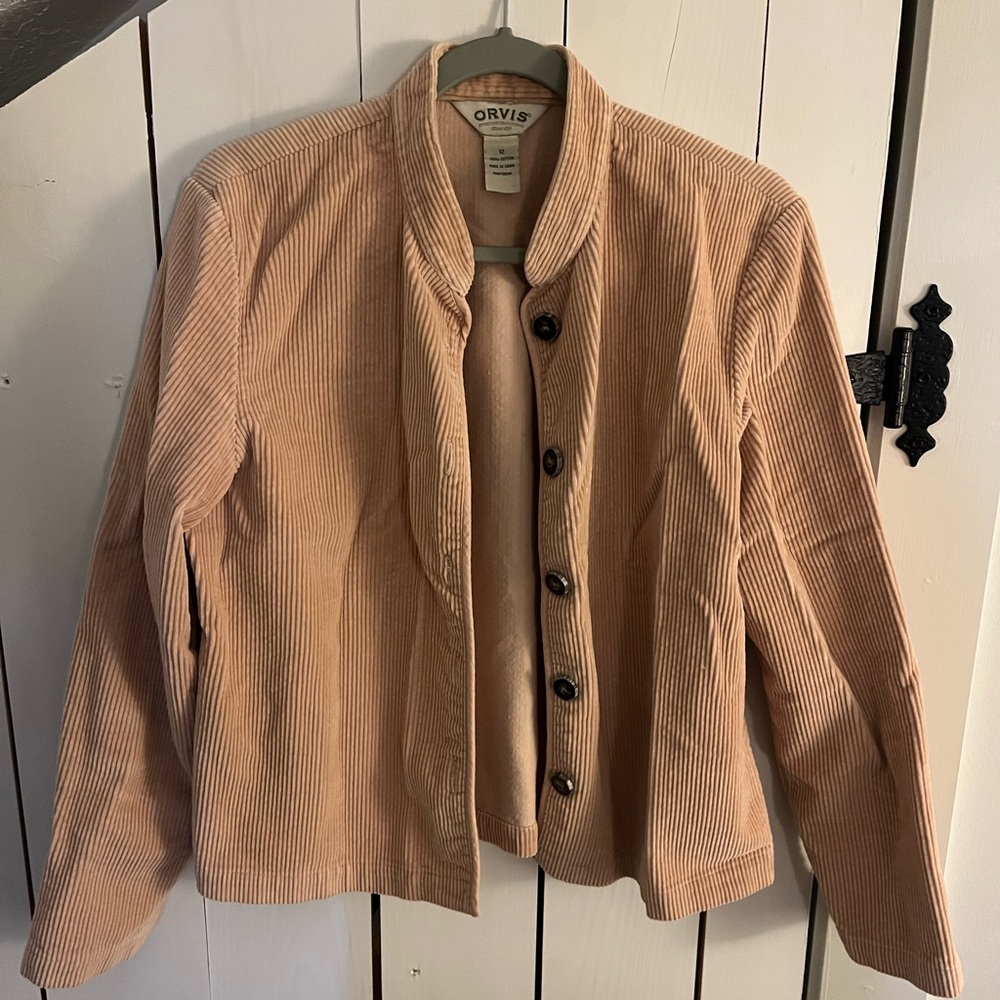 Orvis women's beige corduroy button-up jacket
